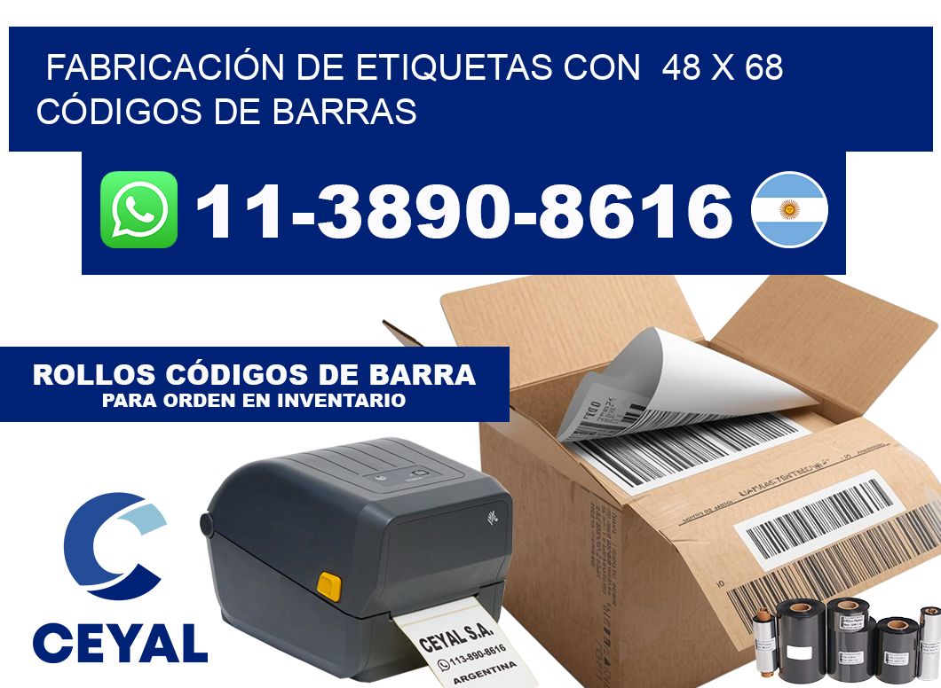 FABRICACIÓN DE ETIQUETAS CON  48 x 68 CÓDIGOS DE BARRAS
