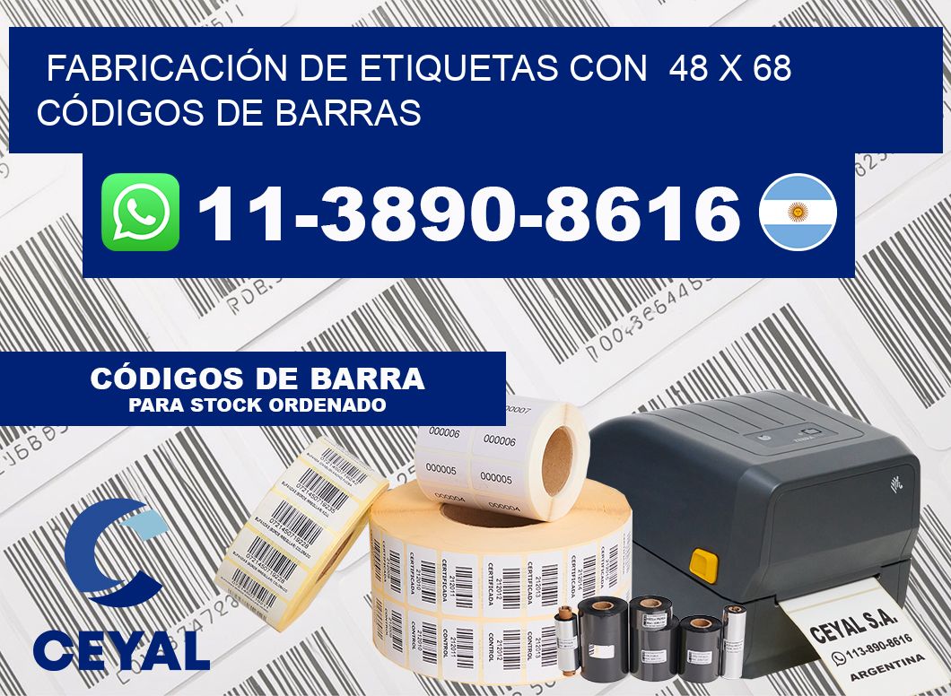 FABRICACIÓN DE ETIQUETAS CON  48 x 68 CÓDIGOS DE BARRAS