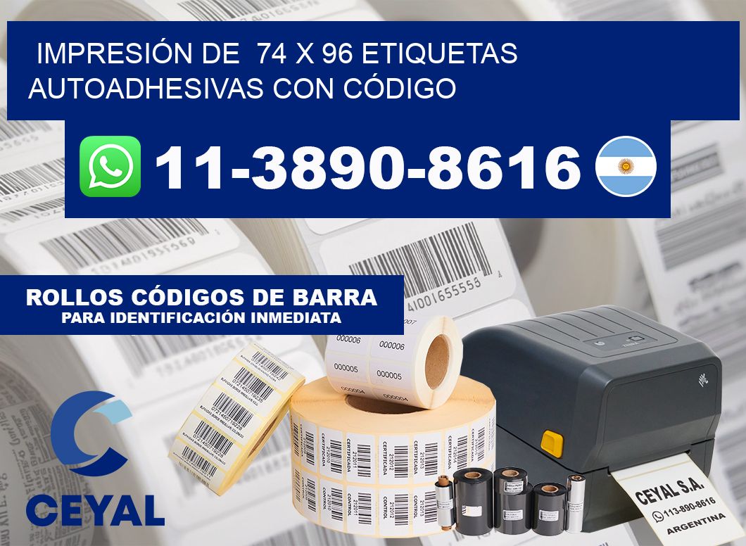 IMPRESIÓN DE  74 x 96 ETIQUETAS AUTOADHESIVAS CON CÓDIGO