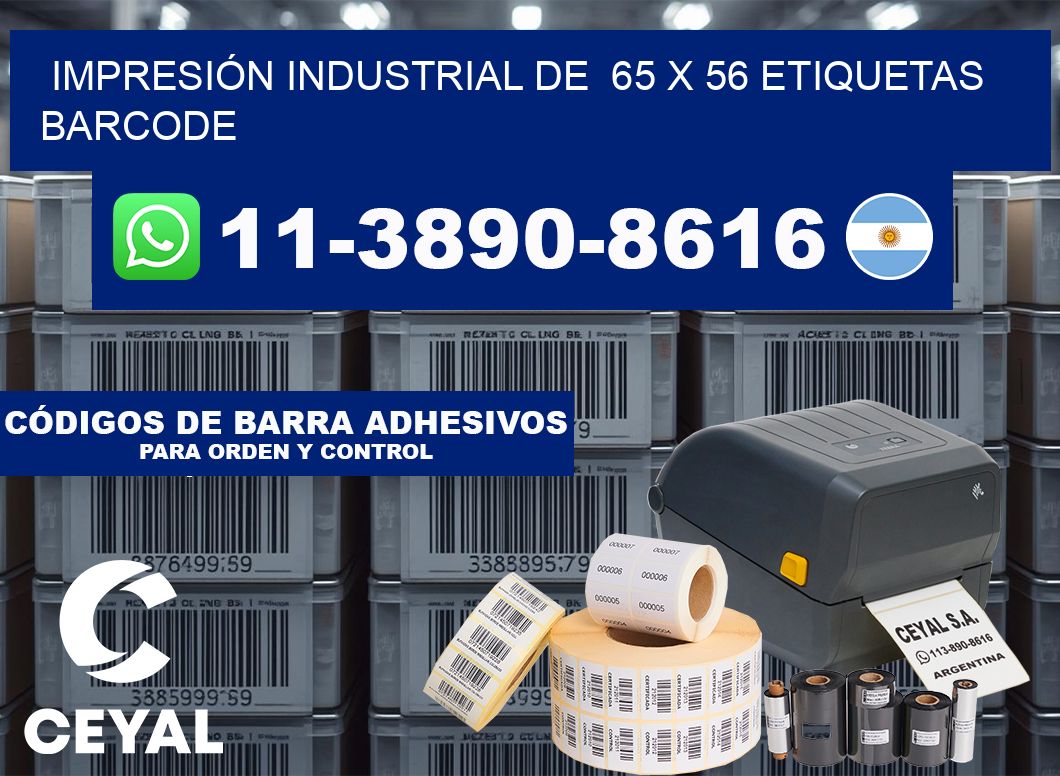 IMPRESIÓN INDUSTRIAL DE  65 x 56 ETIQUETAS BARCODE