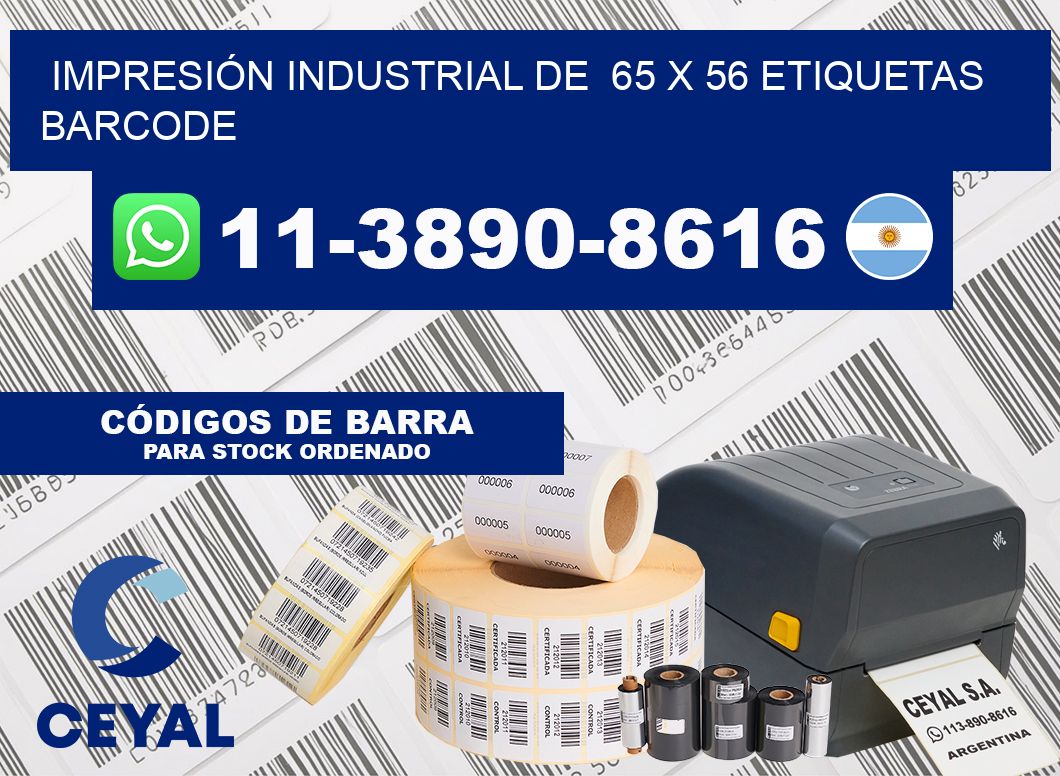 IMPRESIÓN INDUSTRIAL DE  65 x 56 ETIQUETAS BARCODE