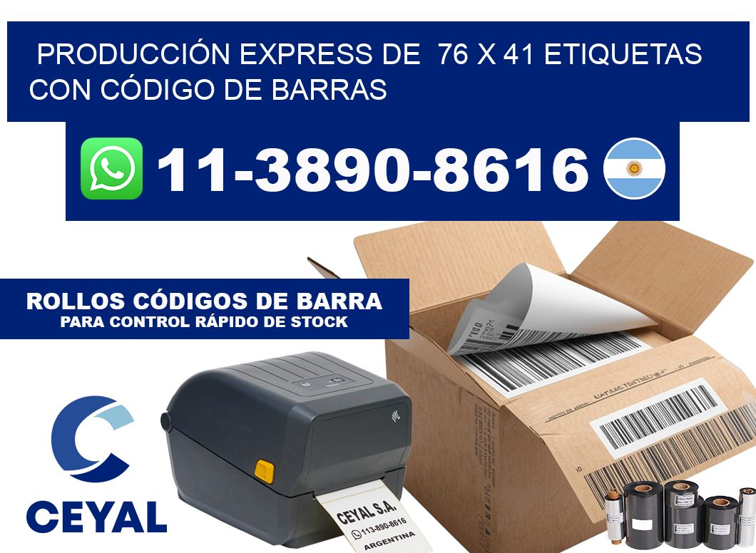 PRODUCCIÓN EXPRESS DE  76 x 41 ETIQUETAS CON CÓDIGO DE BARRAS