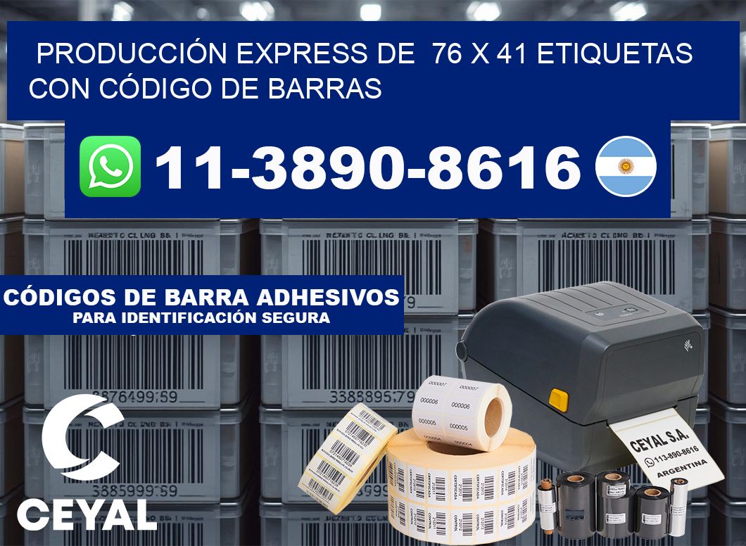 PRODUCCIÓN EXPRESS DE  76 x 41 ETIQUETAS CON CÓDIGO DE BARRAS