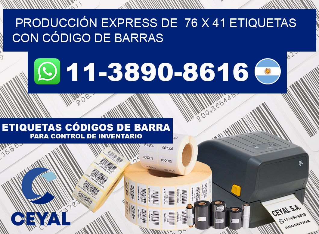 PRODUCCIÓN EXPRESS DE  76 x 41 ETIQUETAS CON CÓDIGO DE BARRAS