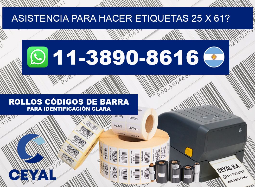 asistencia para hacer etiquetas 25 x 61?