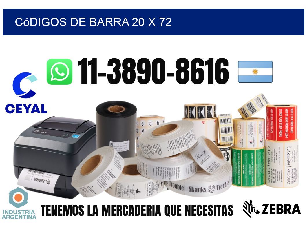códigos de barra 20 x 72