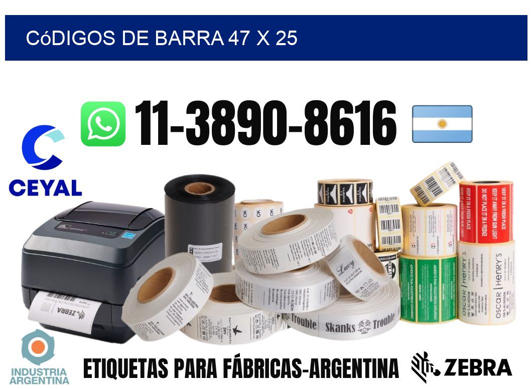 códigos de barra 47 x 25