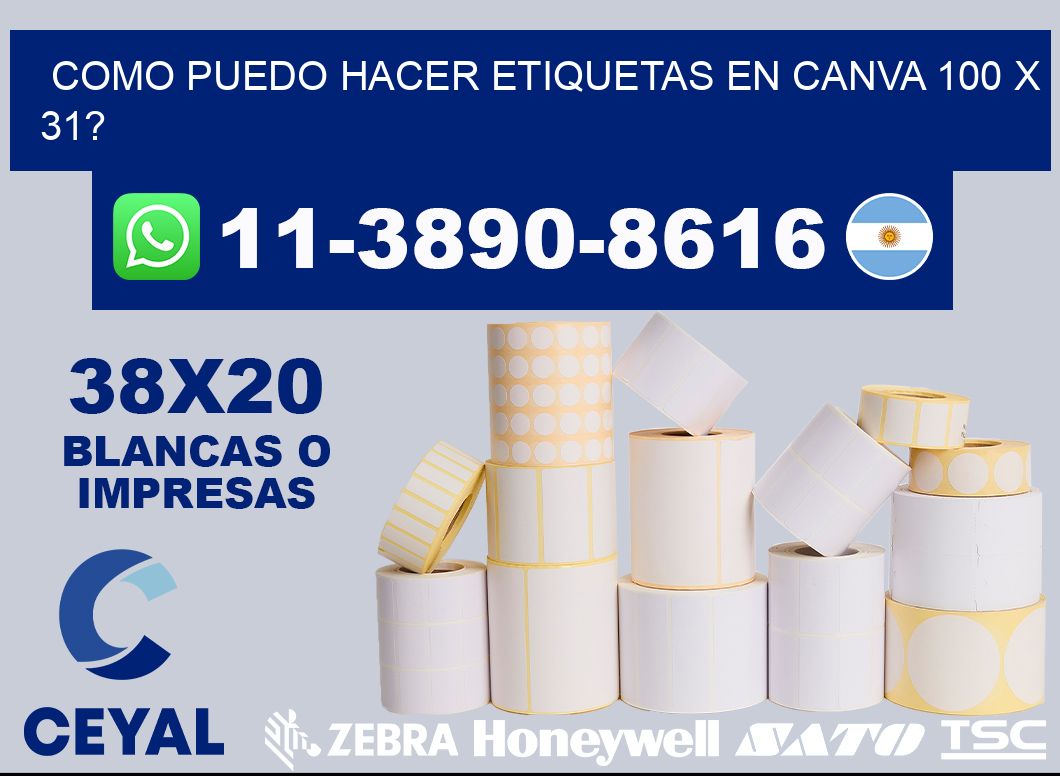 como puedo hacer etiquetas en canva 100 x 31?
