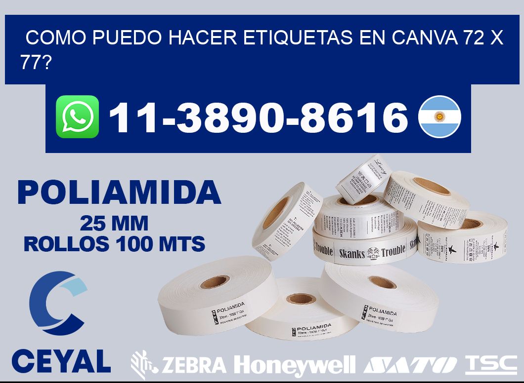 como puedo hacer etiquetas en canva 72 x 77?