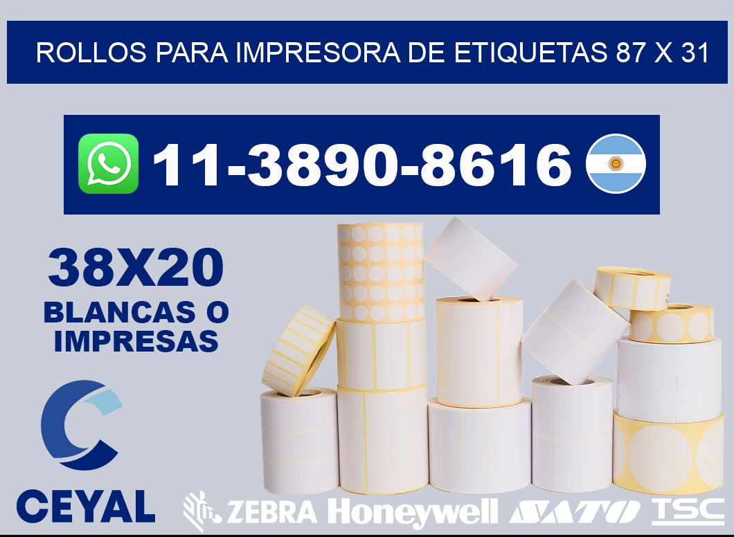 rollos para impresora de etiquetas 87 x 31