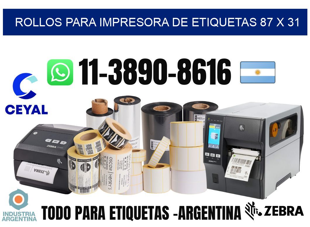 rollos para impresora de etiquetas 87 x 31