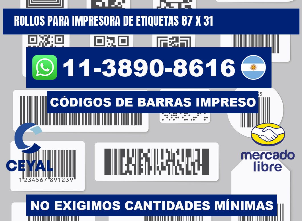 rollos para impresora de etiquetas 87 x 31