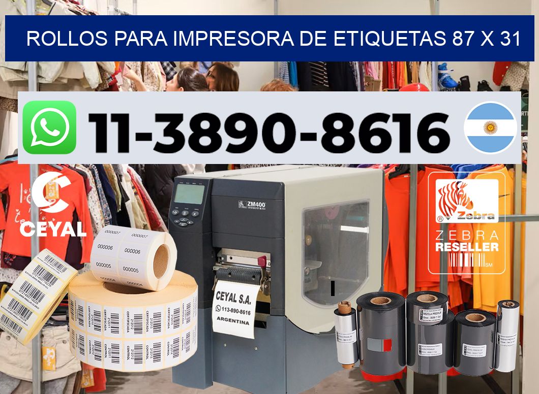 rollos para impresora de etiquetas 87 x 31