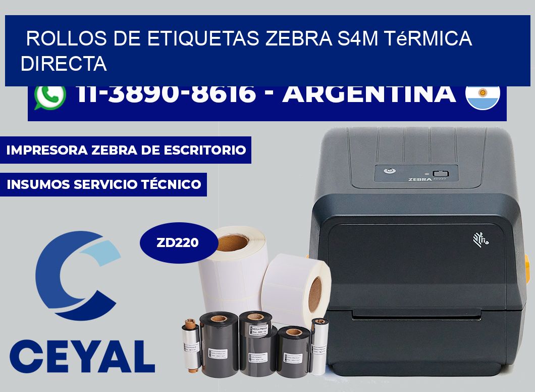 rollos de etiquetas zebra s4m térmica directa