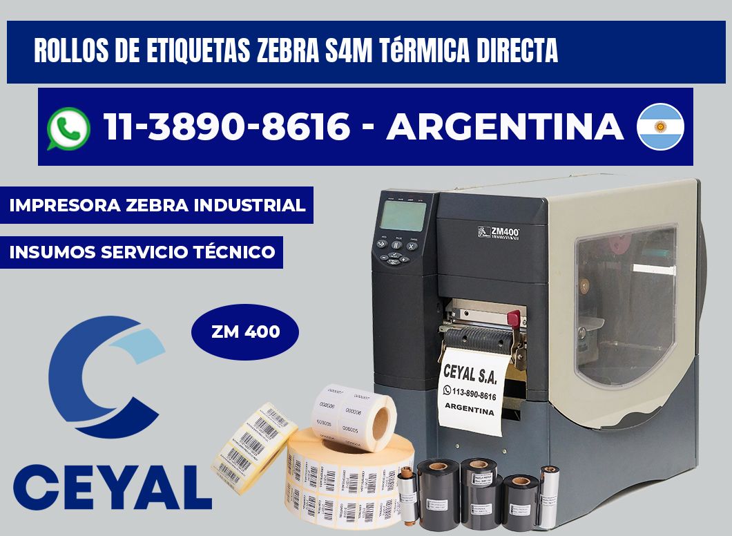 rollos de etiquetas zebra s4m térmica directa