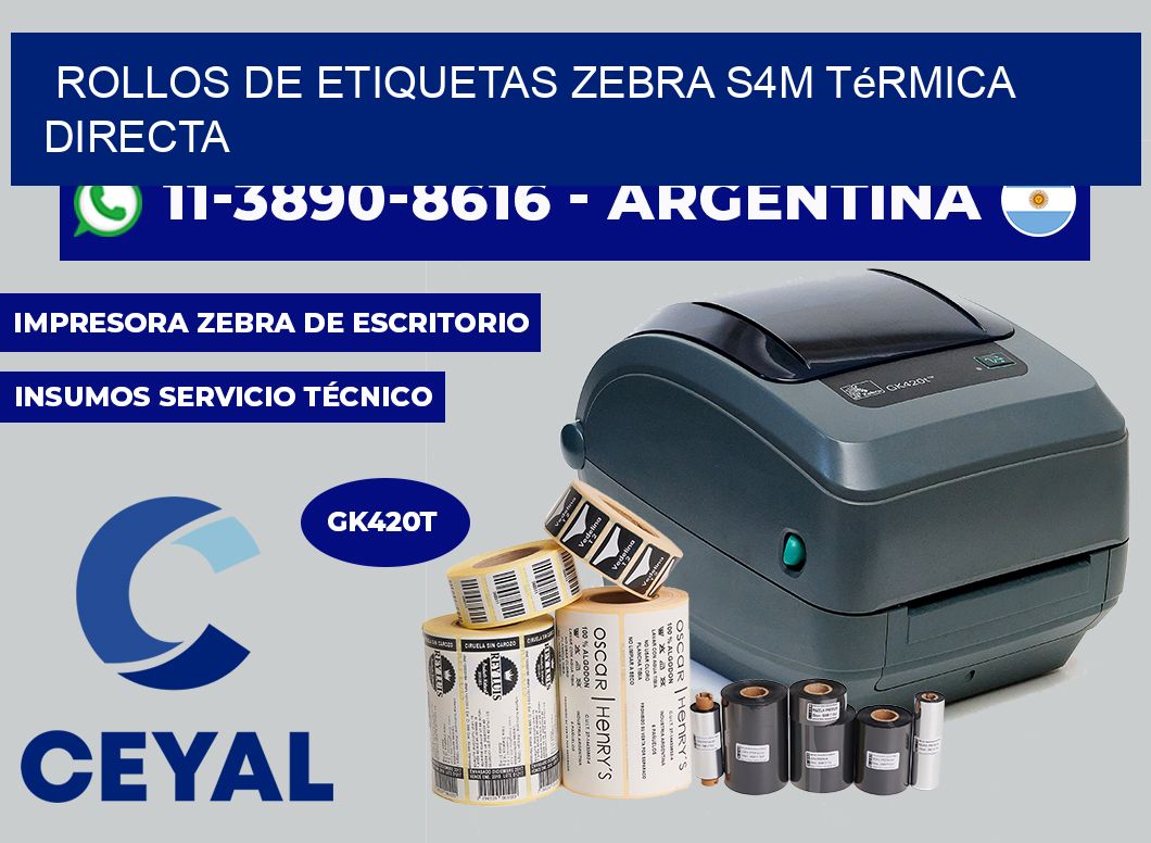 rollos de etiquetas zebra s4m térmica directa