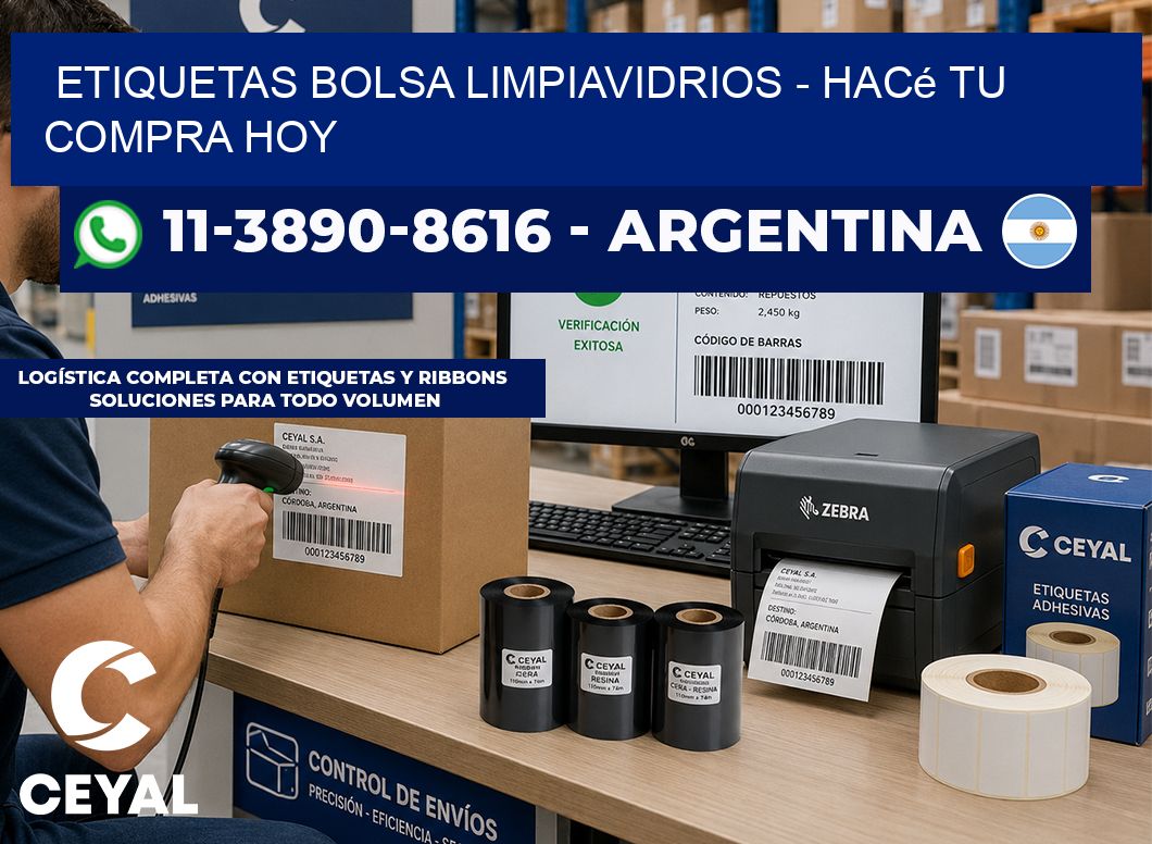 Etiquetas Bolsa limpiavidrios - Hacé tu compra hoy