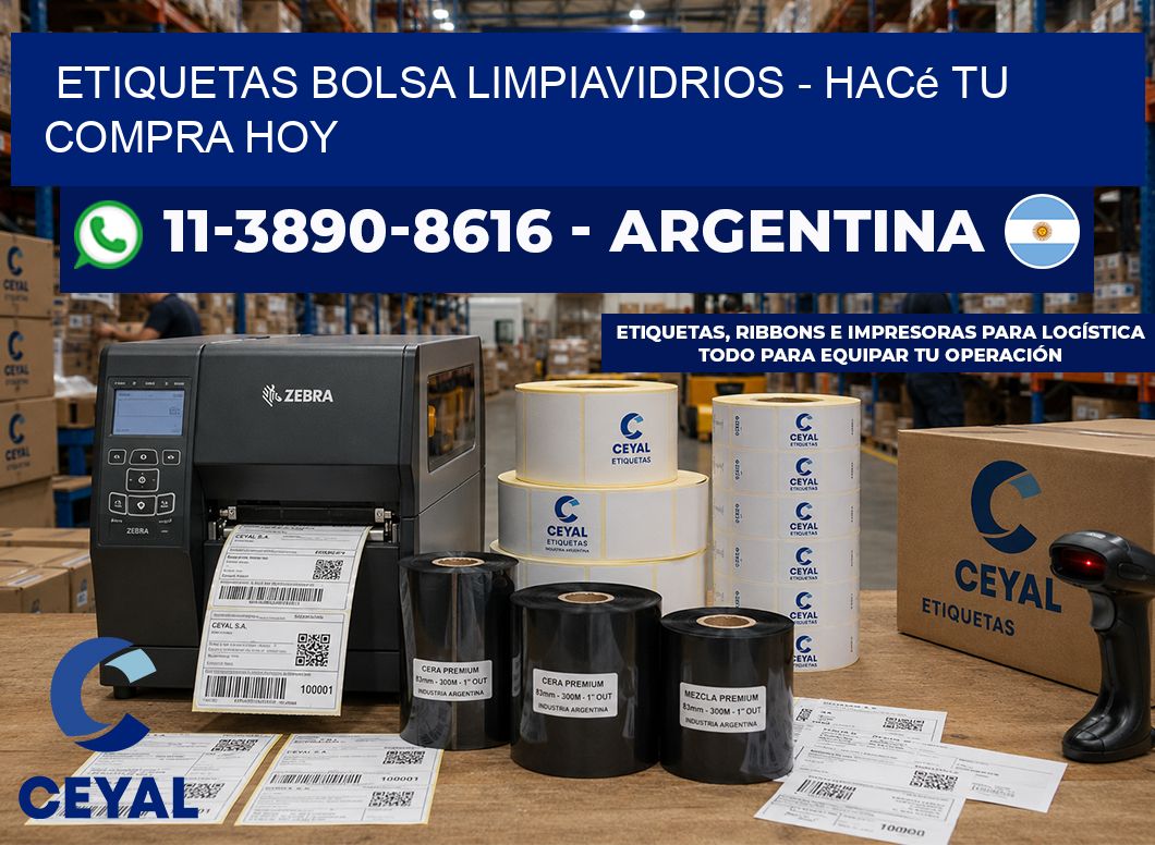Etiquetas Bolsa limpiavidrios - Hacé tu compra hoy