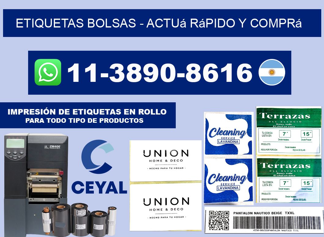 ETIQUETAS BOLSAS - Actuá rápido y comprá