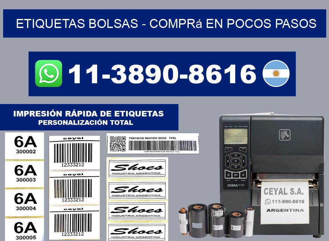 ETIQUETAS BOLSAS - Comprá en pocos pasos