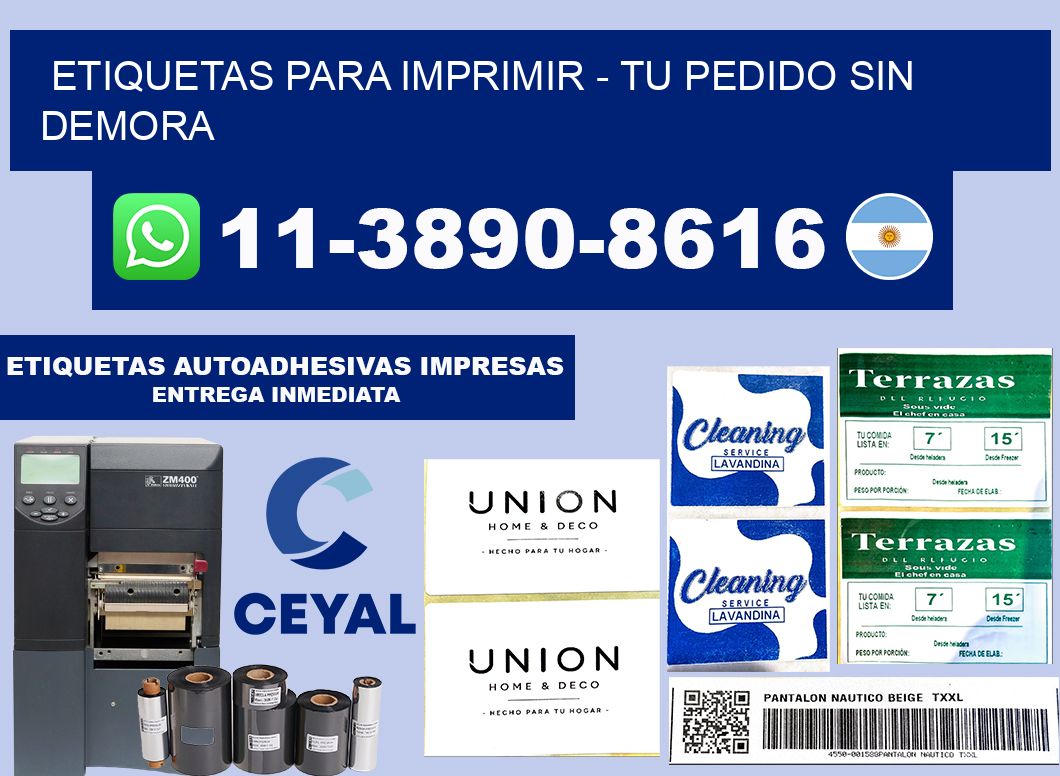 ETIQUETAS PARA IMPRIMIR - Tu pedido sin demora