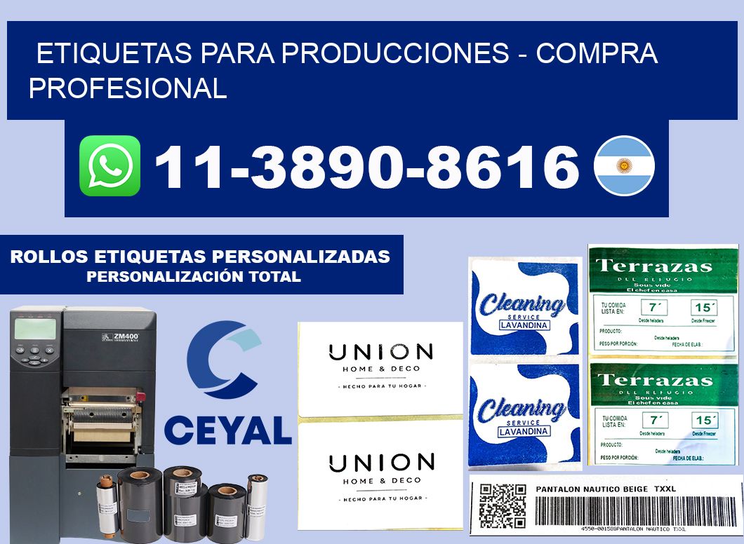 ETIQUETAS PARA PRODUCCIONES - Compra profesional