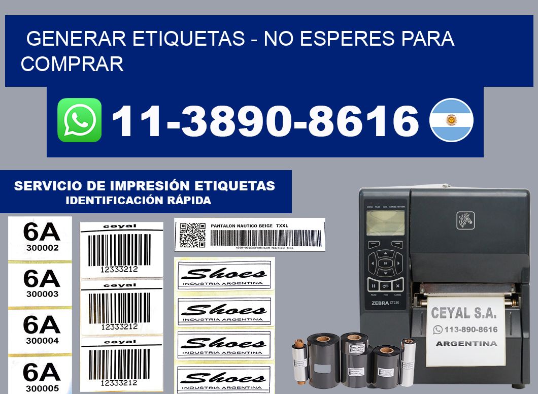 GENERAR ETIQUETAS - No esperes para comprar