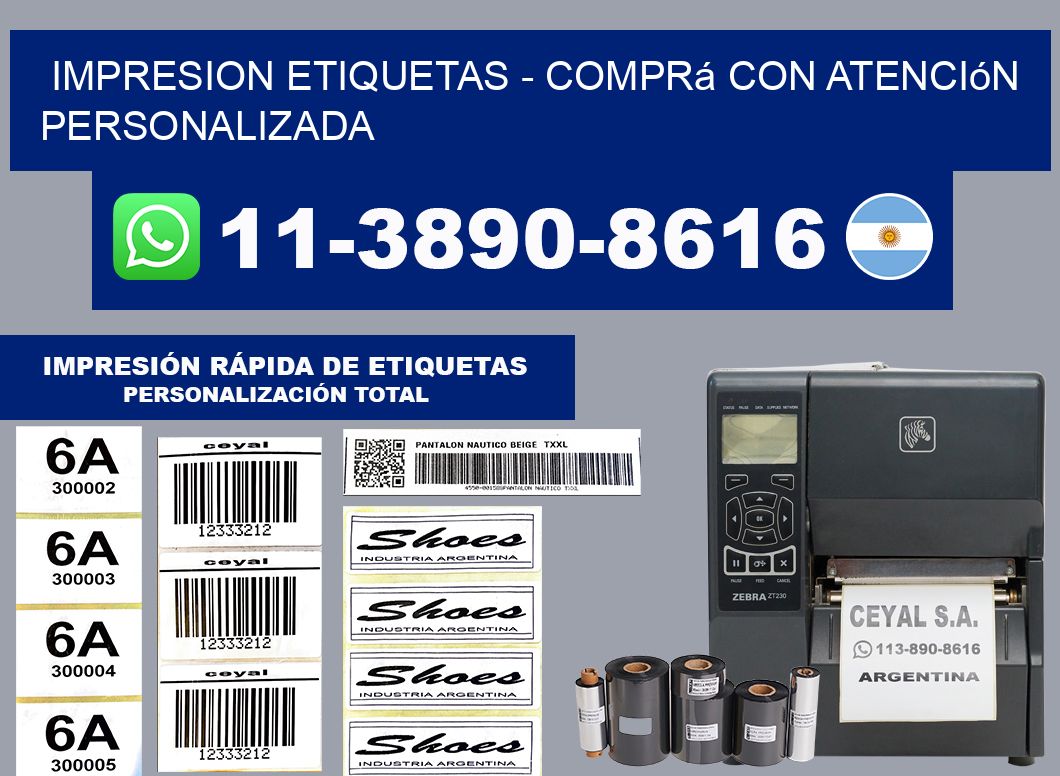 IMPRESION ETIQUETAS - Comprá con atención personalizada