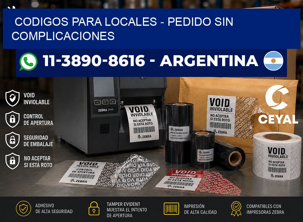 Codigos para locales - Pedido sin complicaciones