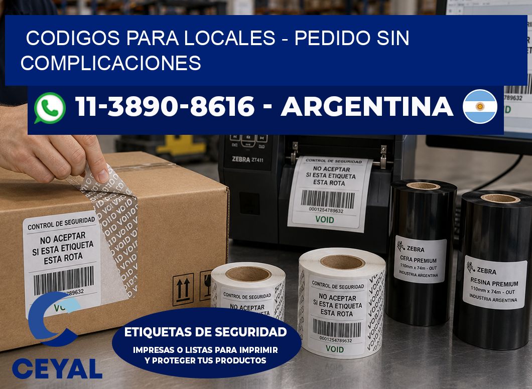 Codigos para locales - Pedido sin complicaciones