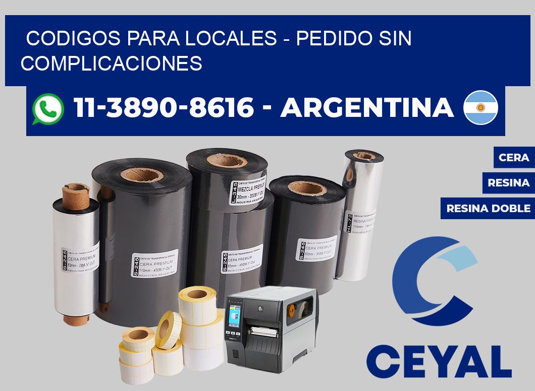 Codigos para locales - Pedido sin complicaciones