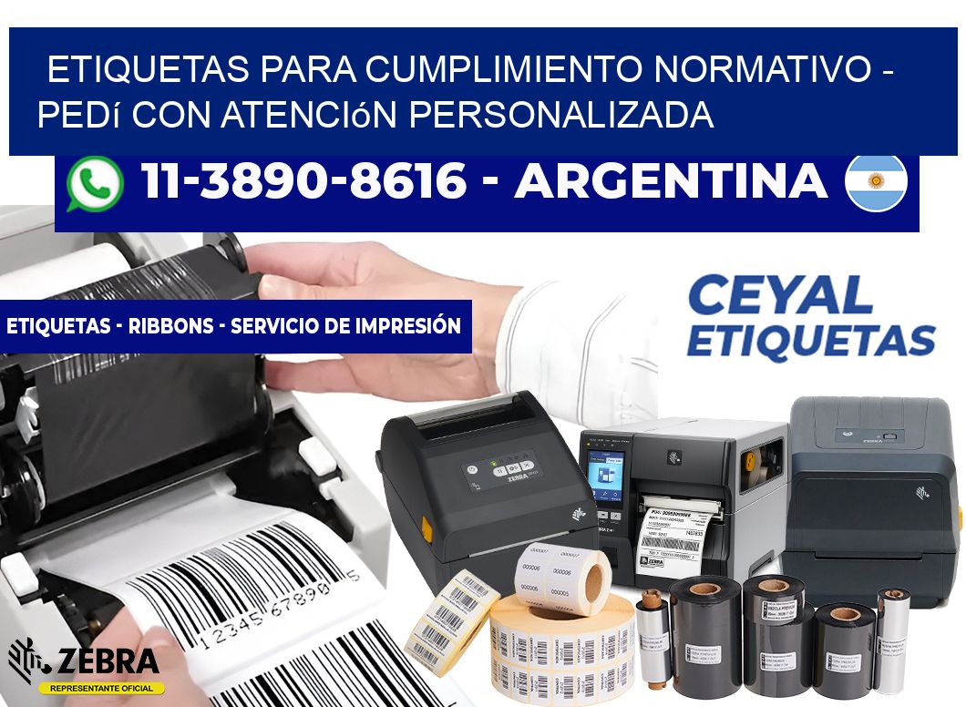ETIQUETAS PARA CUMPLIMIENTO NORMATIVO - Pedí con atención personalizada
