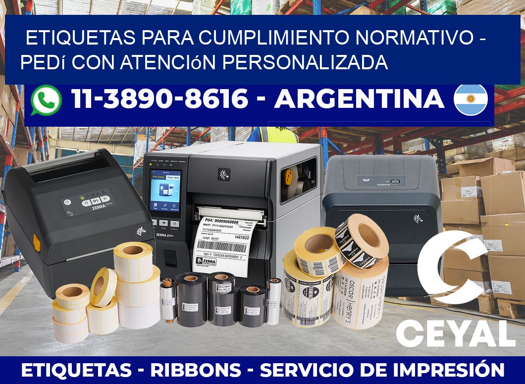 ETIQUETAS PARA CUMPLIMIENTO NORMATIVO – Pedí con atención personalizada